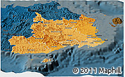Political Shades Panoramic Map of Central, darken