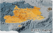 Political Shades Panoramic Map of Central, darken, semi-desaturated