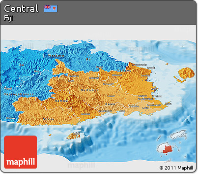 Political Shades Panoramic Map of Central