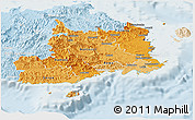 Political Shades Panoramic Map of Central, lighten