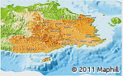 Political Shades Panoramic Map of Central, physical outside