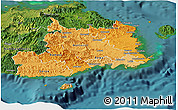 Political Shades Panoramic Map of Central, satellite outside