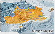 Political Shades Panoramic Map of Central, semi-desaturated