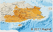 Political Shades Panoramic Map of Central, shaded relief outside
