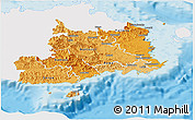 Political Shades Panoramic Map of Central, single color outside