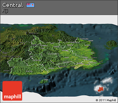 Satellite Panoramic Map of Central, darken