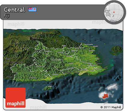 Satellite Panoramic Map of Central, darken