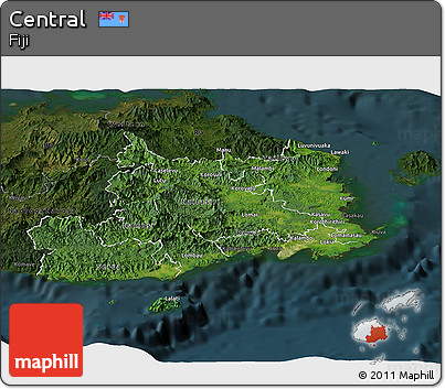 Satellite Panoramic Map of Central, darken