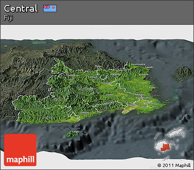 Satellite Panoramic Map of Central, darken, semi-desaturated
