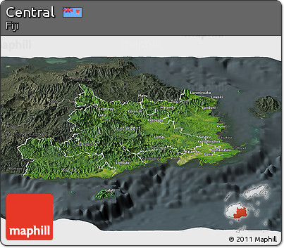 Satellite Panoramic Map of Central, darken, semi-desaturated