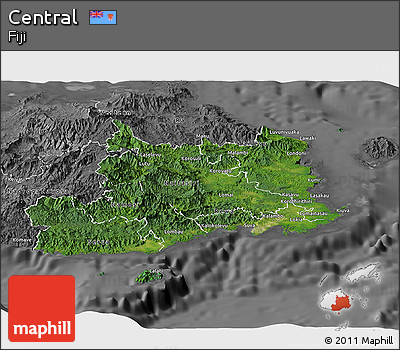 Satellite Panoramic Map of Central, desaturated