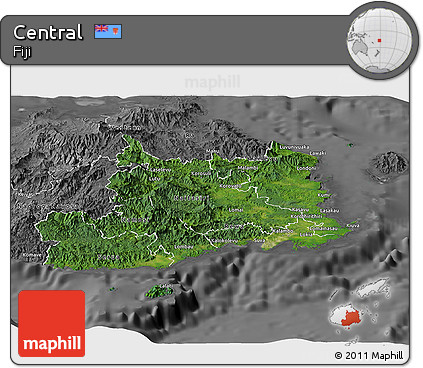 Satellite Panoramic Map of Central, desaturated