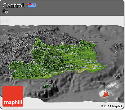 Satellite Panoramic Map of Central, desaturated