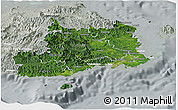 Satellite Panoramic Map of Central, lighten, semi-desaturated