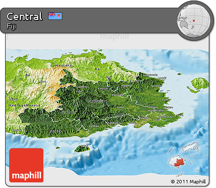 Satellite Panoramic Map of Central, physical outside