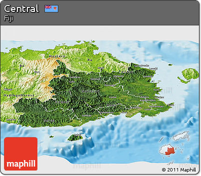 Satellite Panoramic Map of Central, physical outside