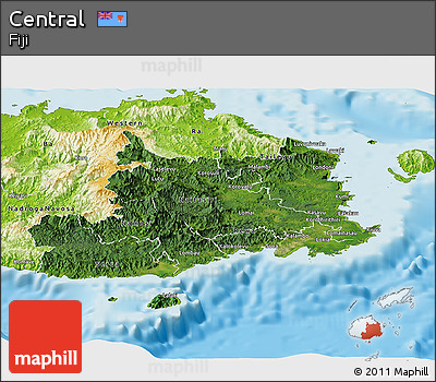 Satellite Panoramic Map of Central, physical outside