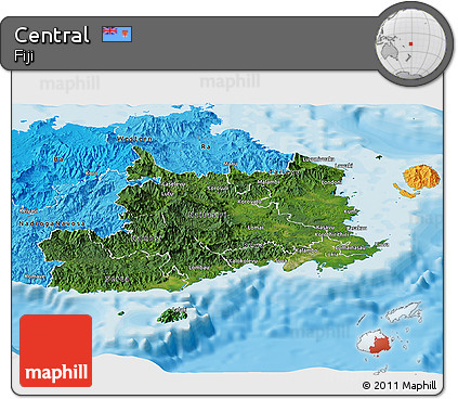 Satellite Panoramic Map of Central, political shades outside