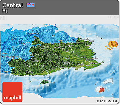 Satellite Panoramic Map of Central, political shades outside