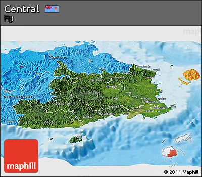 Satellite Panoramic Map of Central, political shades outside
