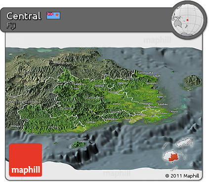 Satellite Panoramic Map of Central, semi-desaturated