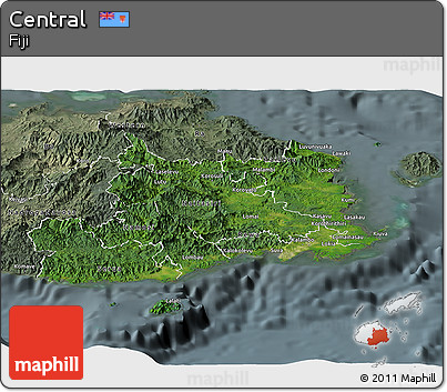Satellite Panoramic Map of Central, semi-desaturated