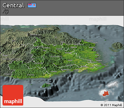 Satellite Panoramic Map of Central, semi-desaturated