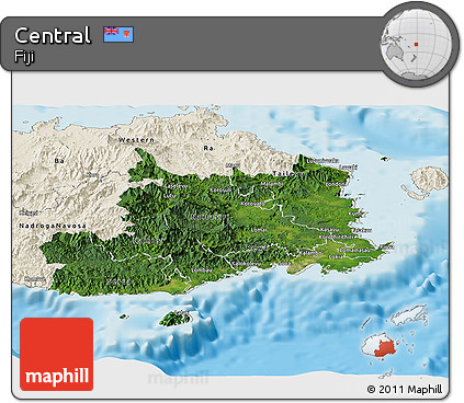 Satellite Panoramic Map of Central, shaded relief outside