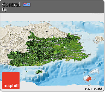 Satellite Panoramic Map of Central, shaded relief outside