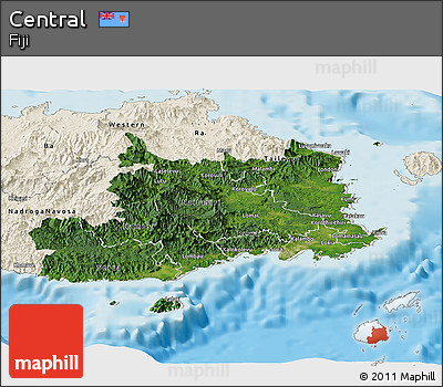Satellite Panoramic Map of Central, shaded relief outside