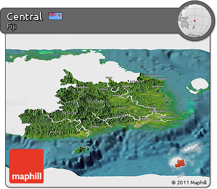 Satellite Panoramic Map of Central, single color outside