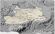 Shaded Relief Panoramic Map of Central, darken, desaturated