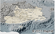 Shaded Relief Panoramic Map of Central, darken, semi-desaturated