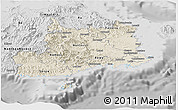 Shaded Relief Panoramic Map of Central, desaturated