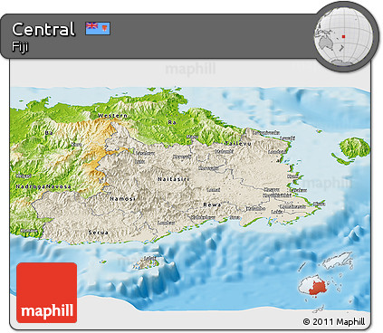 Shaded Relief Panoramic Map of Central, physical outside
