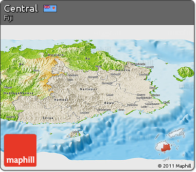 Shaded Relief Panoramic Map of Central, physical outside