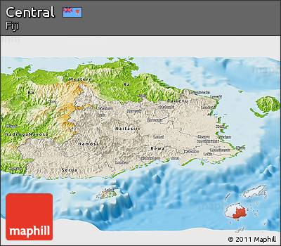 Shaded Relief Panoramic Map of Central, physical outside