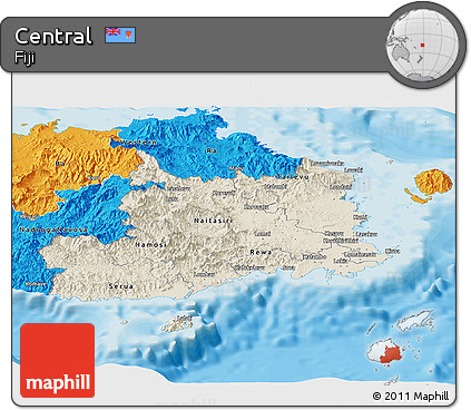 Shaded Relief Panoramic Map of Central, political outside
