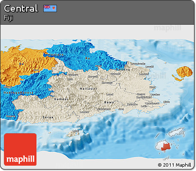 Shaded Relief Panoramic Map of Central, political outside
