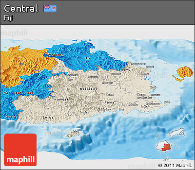 Shaded Relief Panoramic Map of Central, political outside