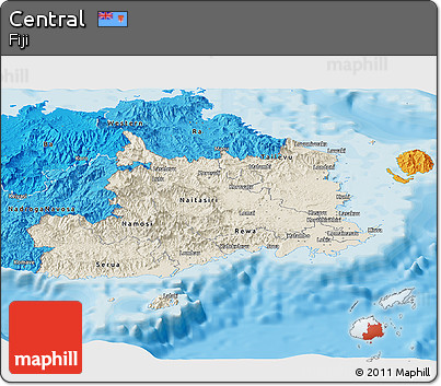 Shaded Relief Panoramic Map of Central, political shades outside