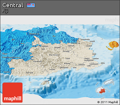 Shaded Relief Panoramic Map of Central, political shades outside