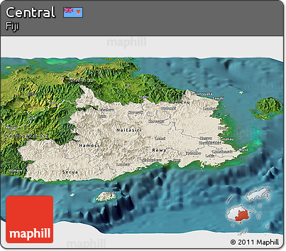 Shaded Relief Panoramic Map of Central, satellite outside