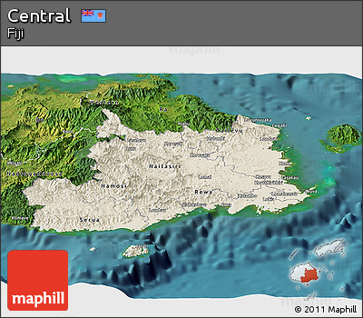 Shaded Relief Panoramic Map of Central, satellite outside