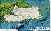 Shaded Relief Panoramic Map of Central, satellite outside