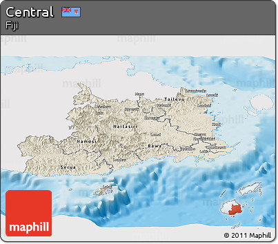 Shaded Relief Panoramic Map of Central, single color outside