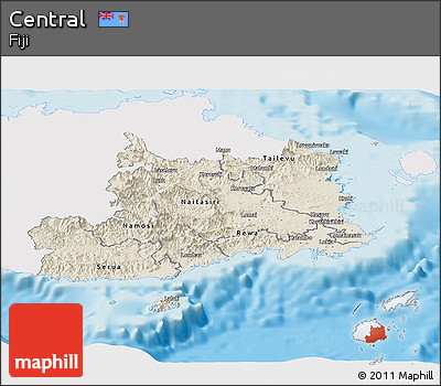 Shaded Relief Panoramic Map of Central, single color outside