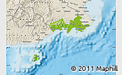 Physical Map of Rewa, shaded relief outside