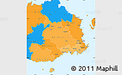Political Shades Simple Map of Central, political outside