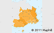 Political Shades Simple Map of Central, single color outside